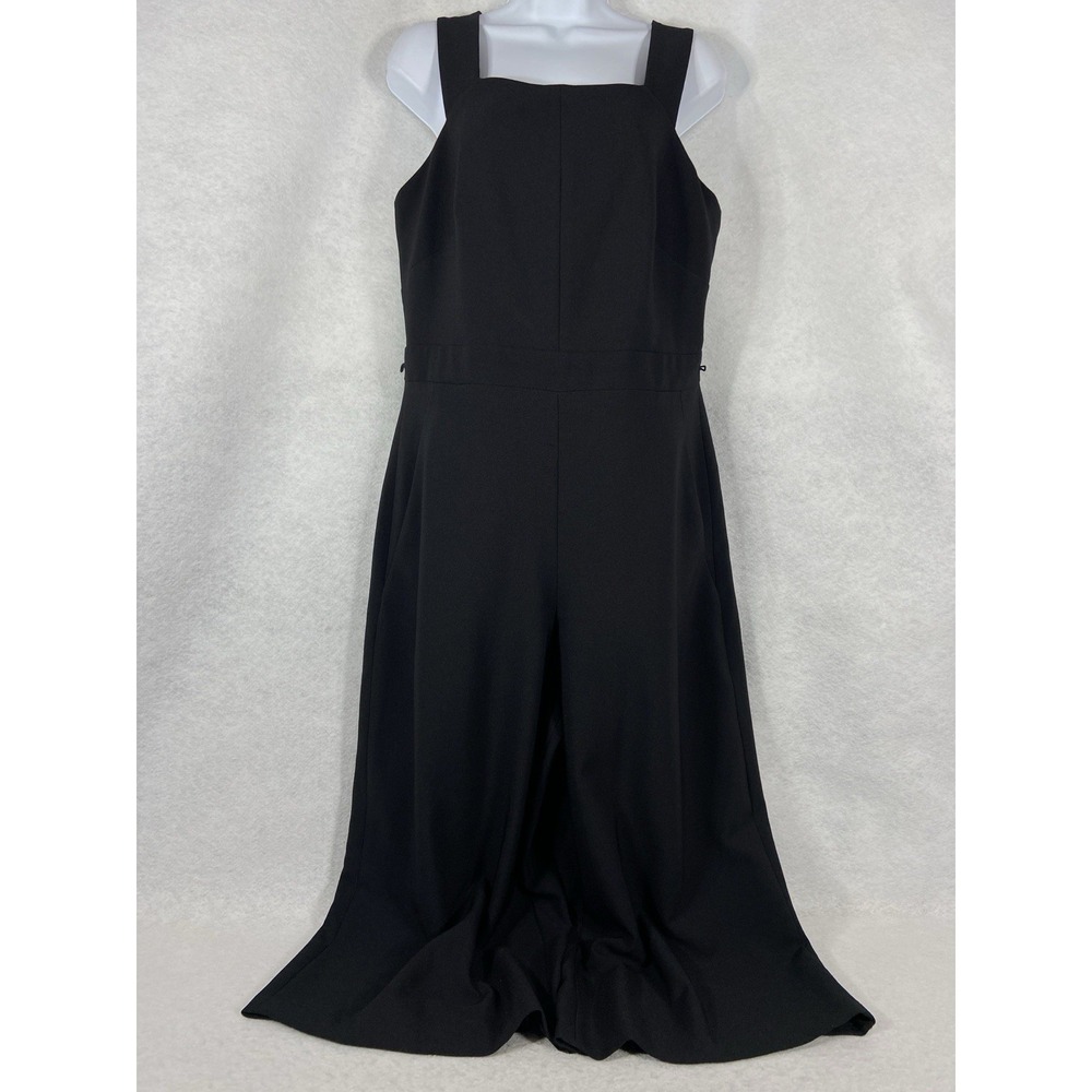 White House Black Market Jumpsuit‎ Women's 12 Black Wide Leg Cropped Sleeveless